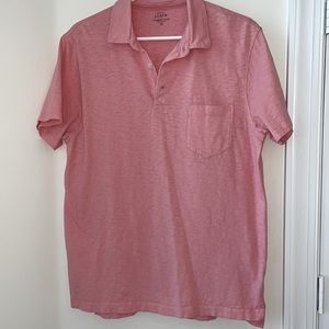 J. Crew Garment Dyed sz XL EUC Polo Pink Salmon Short Sleeve Pocket Soft Shirt